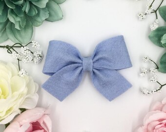 Single periwinkle wool Felt Bow