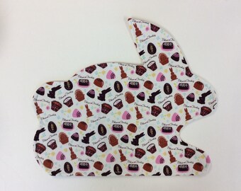 Set of 4/BUNNY SHAPED REVERSIBLE Placemats/Sparkly Chocolate