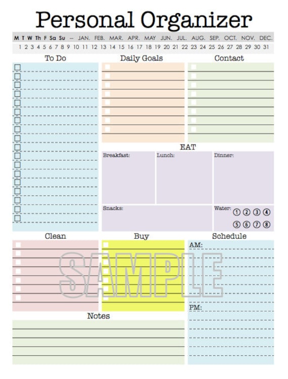 personal organizer editable daily planner weekly planner