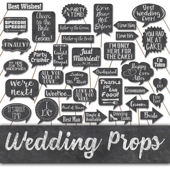 Wedding Photo Booth Prop Signs and Decorations Chalkboard