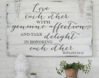 Love Sign Scripture Sign Rustic Wall Decor Farmhouse Sign Reclaimed Wood Sign Bedroom Sign Christian Wall Decor Romantic Sign Wedding Gift