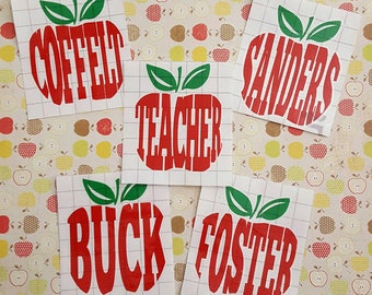 Apple Decals Apple Monogram Teacher Decal Apple for the Teacher Apple Sticker