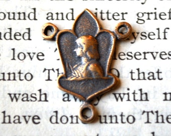 St. Joan of Arc Rosary Center - 3/4" - Bronze or Sterling Silver - Vintage Replica - Made in the USA - Joan of Arc - Rosary Parts (R113-820)