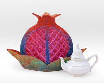 Felted teapot cozy pomegranate III.