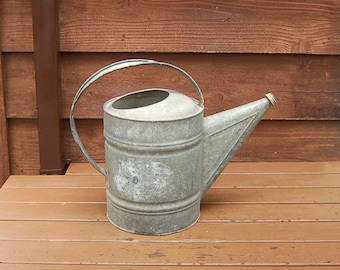 Rustic Galvanized Watering Can, Number 12 Vintage Watering Can, Garden Watering Can