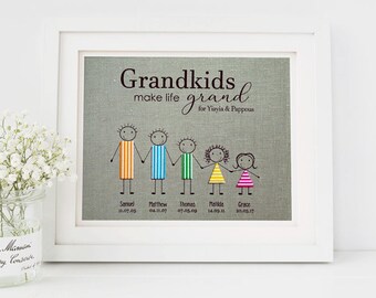 Grandkids Make Life Grand • Gift for Grandparents • Personalised Print • Gift for Grandma • Mother's Day Gift • New Home Gift • Home Decor