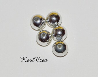 beads 20 x 8mm - silver acrylic