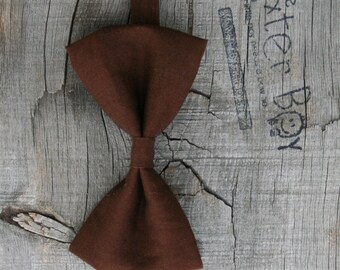 READY TO SHIP --- Size small Solid Chocolate Brown Bow Tie for little boys