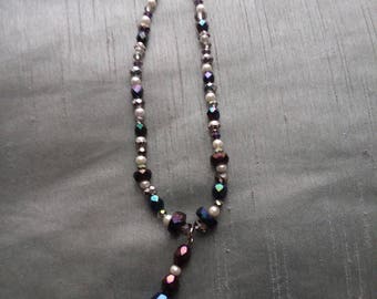 Sparkly Purple and Gray Beaded Necklace