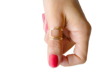 Gold Filled Thumb Ring Index Finger Mid Finger Ring Adjustable Ring For Women Handmade Hammered Ring