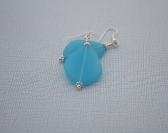Baby Blue Sea Glass Earrings Seaglass Earrings Sea Glass Jewelry Beach Glass Earrings Beach Glass Jewelry Beach Jewelry Seaglass Jewelry 070