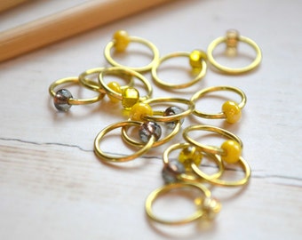 Snag Free Stitch Markers / Fields of Wheat / Dangle Free - Snag Free - Colorful Knitting Stitch Markers - Small Medium Large Sizes Available