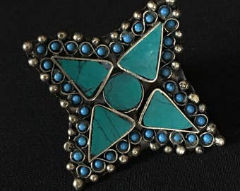 Vintage Kuchi Tribal Star RING TEAL Size 10 Theater Stage Prop Belly Dance Costume Jewelry Uber Kuchi®