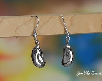 Sterling Silver Bean Earrings Fishhook Earwires Solid .925 Dried Beans