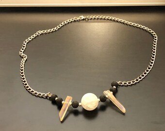 Quartz crystal ball necklace