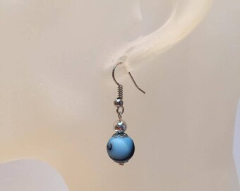 Neon Blue Pearl Earrings