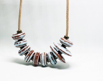Long Boho Necklace Boho Chik Necklace Long Ceramic Necklace Ceramic bohemian Necklace Statement Necklace Hippie Necklace Charm Necklaces