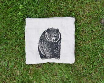 Black bear zip pouch coin purse zipper pouch