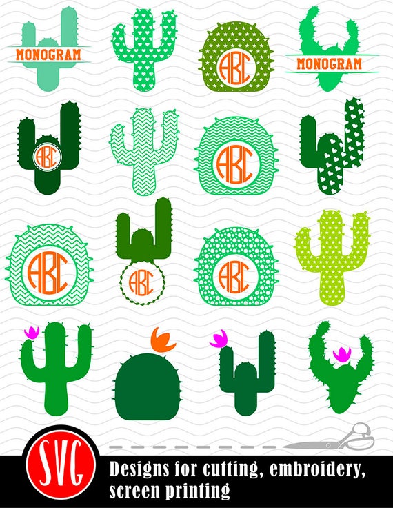 Download CACTUS SVG Cut Files Monogram Frames 12 Clip Art Frames