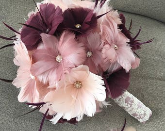 Bridal bouquet,Wedding accessory,Brooch bouquet,Wedding bouquet,Feather bouquet, Gatsby wedding,Alternative bouquet,YOUR CHOICE COLOR
