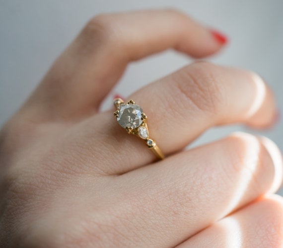 Raw Grey Diamond Engagement Ring Raw Grey Diamond Engagement Ring