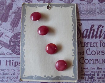 Vintage card of 4 maroon shank buttons
