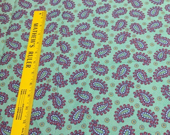 Paisley on Green Cotton Fabric