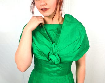 Vintage 1950s 50s Green Wiggle Holiday Dress