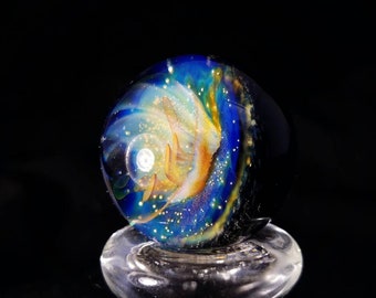 Marmor / ball "Space impact", der Kugel Glas 27 mm / 1,06 in, Marmor, Glas Glasbläserei, Glaskugel, Sammlung, Silber Sala