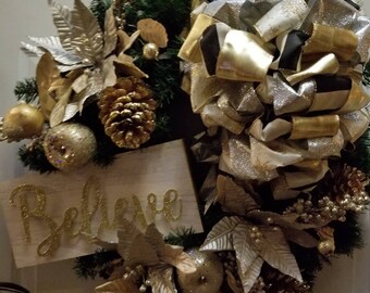 Believe Christmas Wreath, Christmas Wreath , Holiday Wreath Winter Wreath