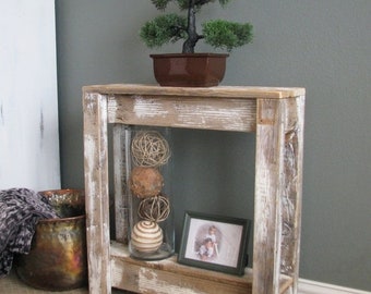 SALE Heavily Distressed White Farmhouse Accent Table