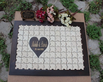 Wedding guest book Puzzle,Wedding guestbook Wood, Jigsaw guestbook,Guest book Puzzle,Personalized puzzle, Wedding puzzle guestbook,Puzzle