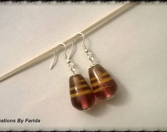Drop earrings red and gold