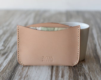 Handmade Leather Wallet Sleeve Leather Credit Card Case Wallets Minimalist Design Bridesmaid Gift Groomsmen Gift 4 slots