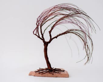 Wire Tree Sculpture sculpture tree Wire Tree Sculpture Windswept Willow.Decoration. Wire Tree Sculpture - Wedding Cake Topper - Bonsai Tree