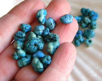 Destash beads dyed turquoise - jewelry supply