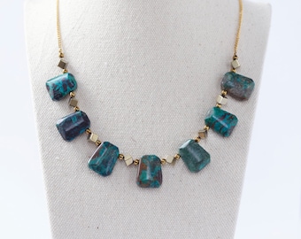Chrysocolla Necklace, Chrysocolla Stone, Natural Necklace, Unique Jewelry, Elegant Look, Gemstone Necklace