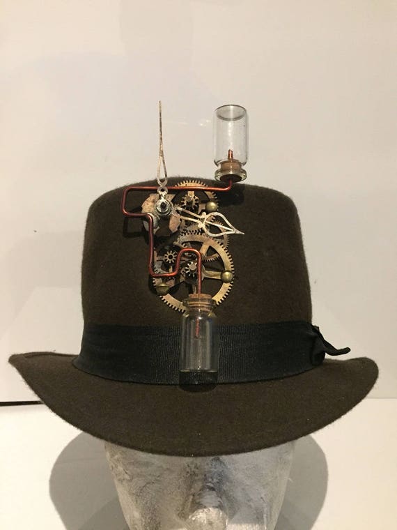 Download Steampunk Deluxe Brown Top Hat With Clock Work Design Fancy