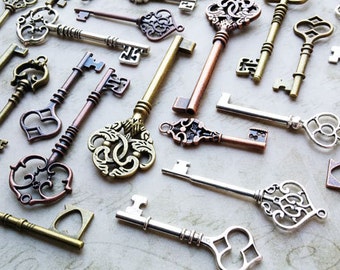 Skeleton Keys Steampunk Keys Skeleton Key Pendants 100 Key Pendants Assorted Keys Wedding Bulk Skeleton Keys Wholesale Keys 2-3.5 inch