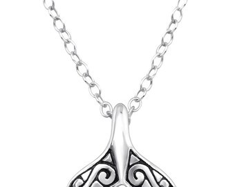 Silver Whales Tail Necklace