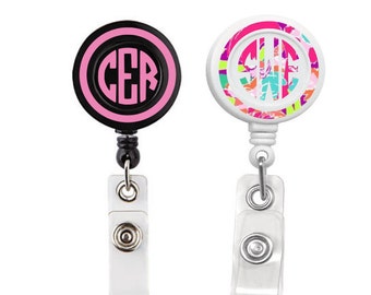 Retractable Badge Holder, Monogram Badge Reel, Personalized Badge Reel, badge reel, Print Vinyl, Badge Reels, Nurse Badge Reel, Lily Reel