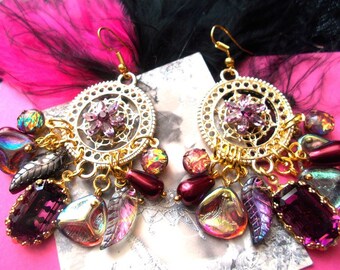 Earrings Bohemian beads Czech Bohemian glass