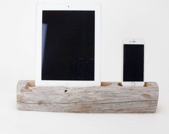 Docking Station, iPad docking station, iPhone Charger, iPhone docking Station, iPad dock, iPad 4, iPad, wood iPhone dock/ Driftwood- No.1009