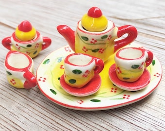 Miniature Tea Set,Miniature Coffee Set,Miniature Drink,Dollhouse Tea set, Miniature Tea Pot,Miniature Coffee,Tea Set,Coffee Set
