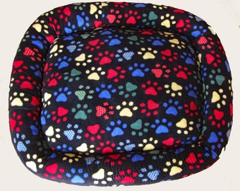 XX LG, Rainbow Paw Print, Dog bed, Washable pet bed, Cat bed, oval pet bed, Dog bedding, Kitten bed, Kennel bedding, Plush Fleece pet bed