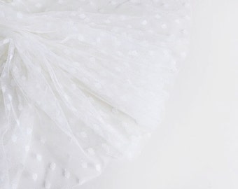 Ivory spot tulle fabric - 50" wide - sold per metre