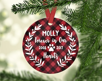 Dog Memorial Gift Dog Memorial Ornament Pet Memorial Ornaments Dog Loss Gifts Dog Death Gifts Forever in Our Hearts Christmas Ornament