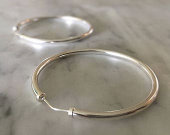 Sterling Silver Hoop Earrings - Large Medium Hoops - 925 - Simple Jewelry - Minimalist Modern Jewellery - Boho