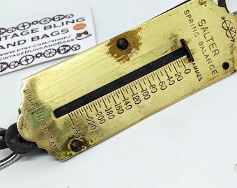 antique spring balance scales, 250g antique Brass scales, SALTER SPRING BALANCE scales, fishing scales, pocket scales, antique scales #6
