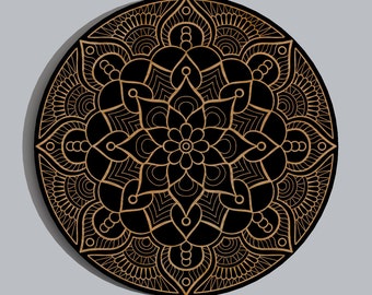Floral Mandala Geometric Laser Engraved Wood Wall Art